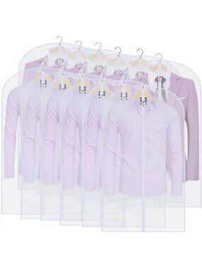 Clear Garment Bags for Closet Storage - Waterproof Suit Covers (Set of 12)